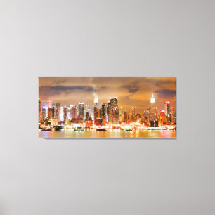 Lienzo PixDezines NYC Skyline/Manhattan/Night Lights