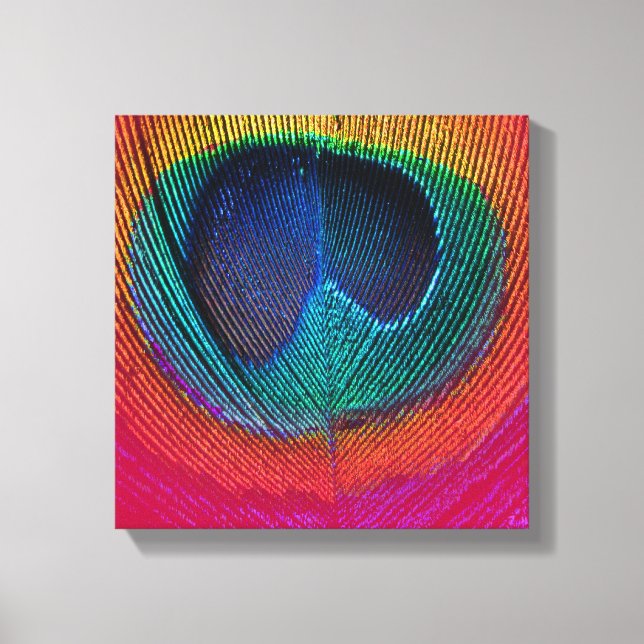 Lienzo PixDezines Pavón Psicodélico, rosa caliente, lienz (Anverso)