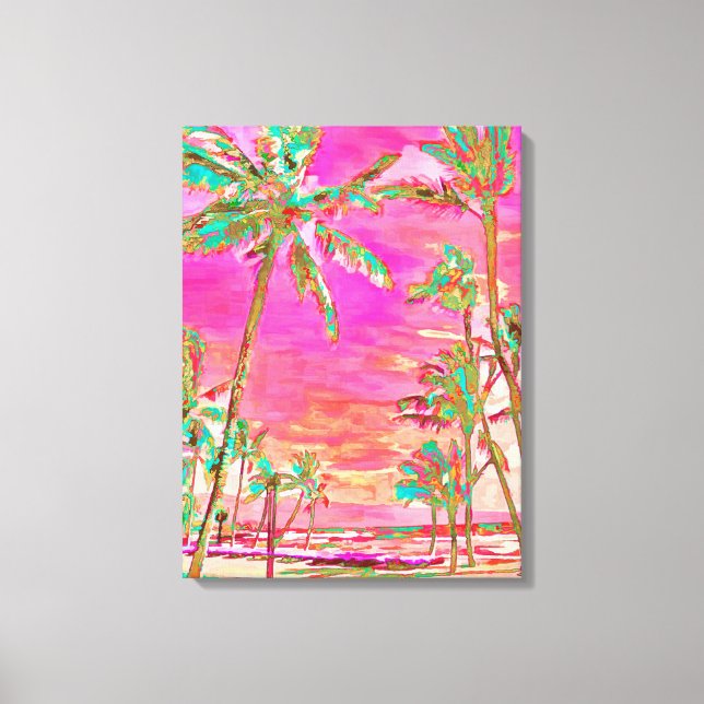Lienzo PixDezines Playa/Hawái/Bahía/Rosa/Cian (Anverso)