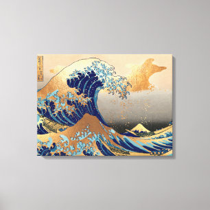 Lienzo PixDezines Vintage Gran Ola Hokusai 葛飾北斎の神奈川沖浪