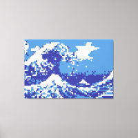 Pixel Tsunami Blue 8 bit Pixel Art