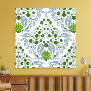 Lienzo Placa Art Nouveau y vieira floral de color verde