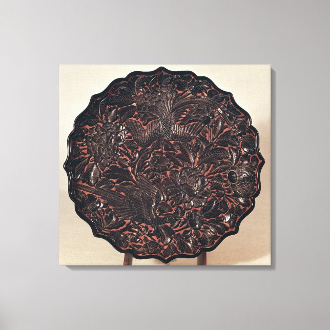 Lienzo Placa con motivos florales y dos pájaros (Anverso)