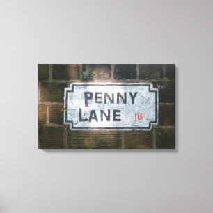 Lienzo placa de calle del carril del penique
