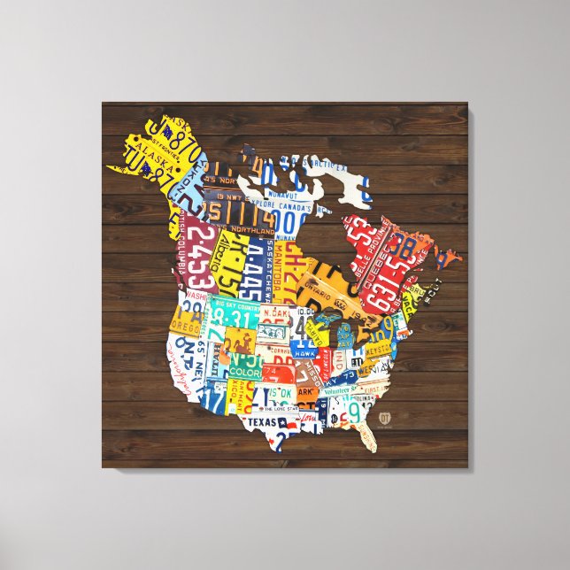 Lienzo Placa de licencias de Norteamérica - Canadá y Esta (Anverso)