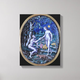 Lienzo Placa de Limoges que representa Adán y a Eva,