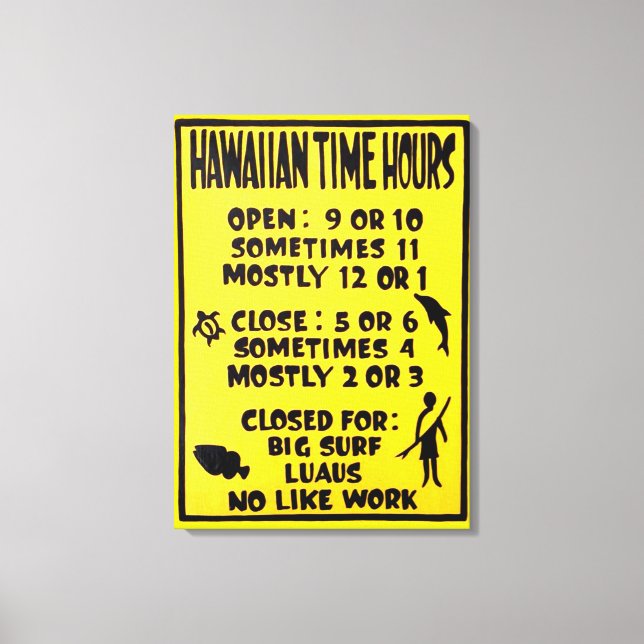 Lienzo placa de tiempo de hawaiana (Anverso)