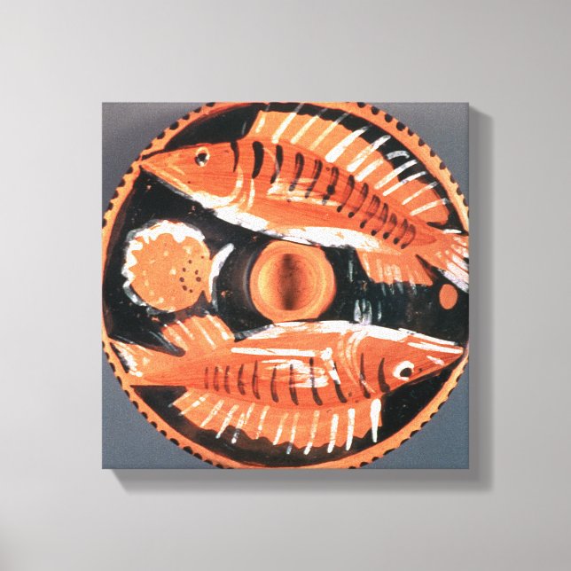 Lienzo Placa que representa a dos peces, 350 a.C. (cerámi (Anverso)