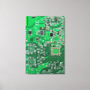 Lienzo Placa verde del circuito del geek de la computador