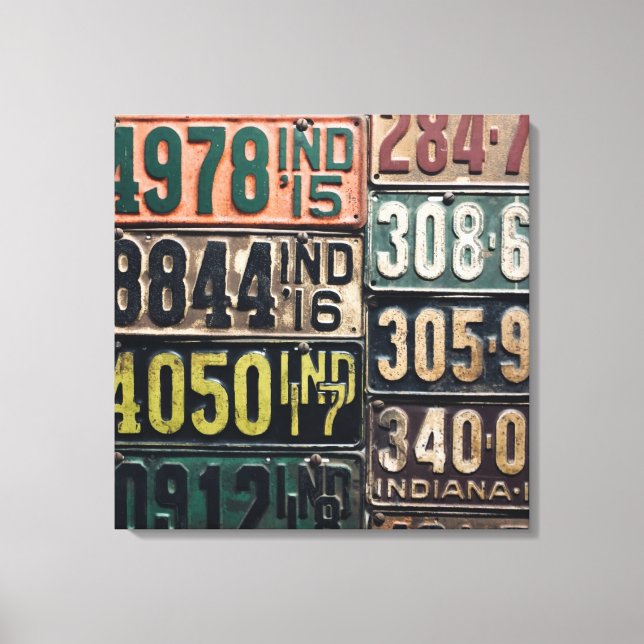 Lienzo Placas de licencia de época (Anverso)