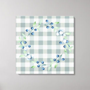 Lienzo Plaid Gingham Country Farmhouse Wreath Canvas
