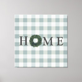 Lienzo Plaid HOME Typography Farmhouse Wreath de estilo