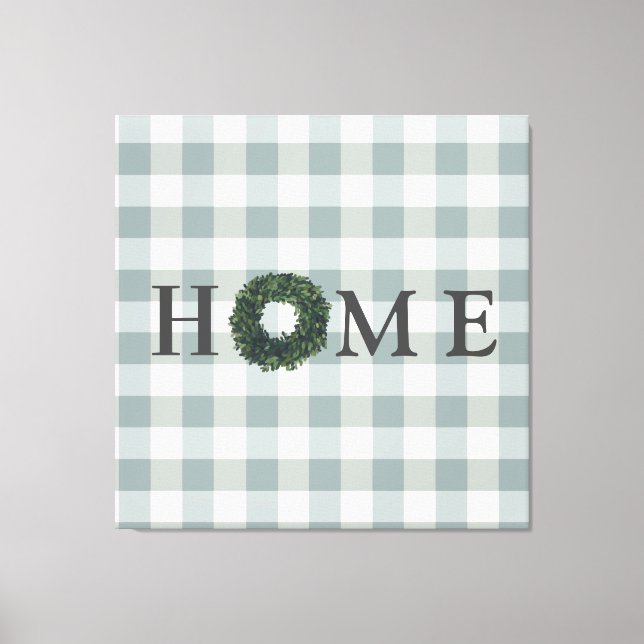 Lienzo Plaid HOME Typography Farmhouse Wreath de estilo (Anverso)
