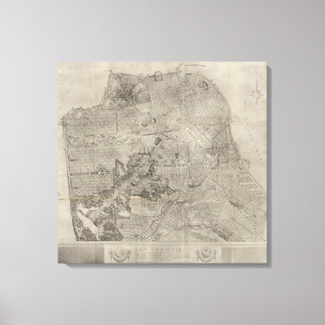 Lienzo Plan Atlas Map de San Francisco (Anverso)