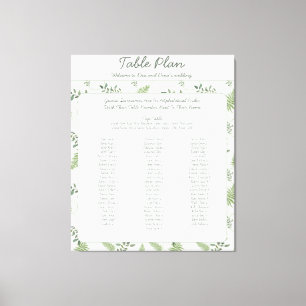 Lienzo Plan de asiento para Eucalipto y Boda Fern