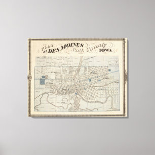 Lienzo Plan de Des Moines, el condado de Polk, Iowa