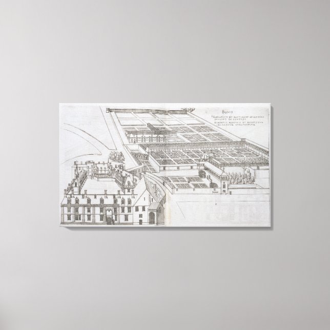 Lienzo Plan de jardines cerrados y Chateau de Gaillo (Anverso)