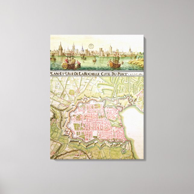 Lienzo Plan de la ciudad de La Rochelle, 1736 (Anverso)