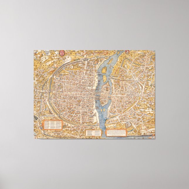 Lienzo Plan de París por Truschet et Hoyau Circa 1550 (Anverso)