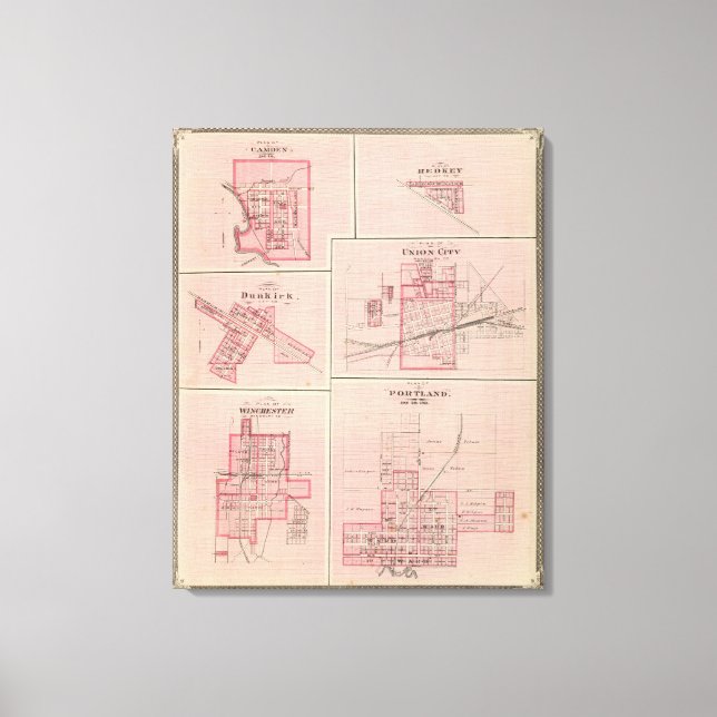 Lienzo Plan de Portland, Jay Co, Ind with Camden (Anverso)