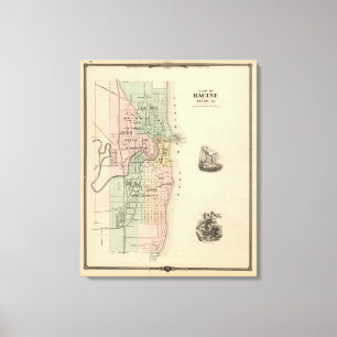 Lienzo Plan de Racine, asiento de condado de Racine Co