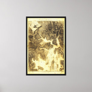 Lienzo Plan del mapa de Boston de Henry Pelham