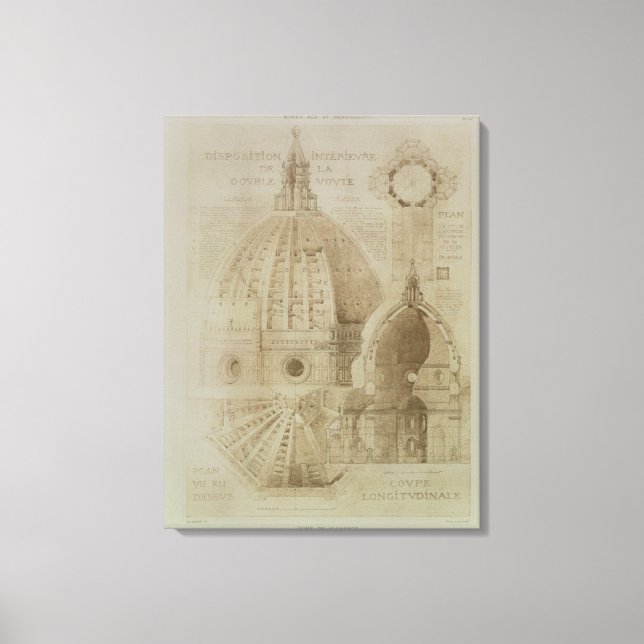 Lienzo Plan, Sección y Elevación de la Catedral de Floren (Anverso)
