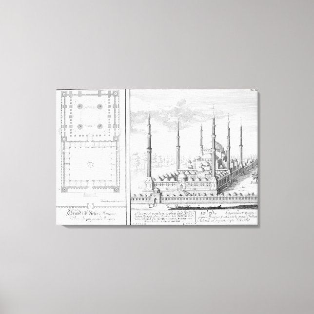 Lienzo Plan y vistas de la Mezquita Azul (1609-16), const (Anverso)