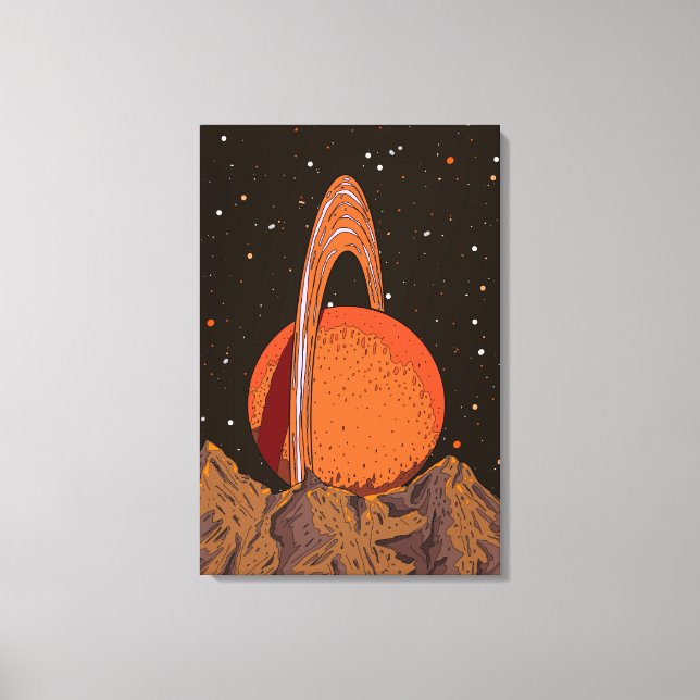 Lienzo Planeta de ciencia ficción naranja (Anverso)