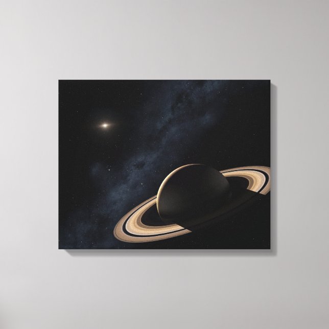 Lienzo Planeta de Saturno en el sistema solar, cerca (Anverso)