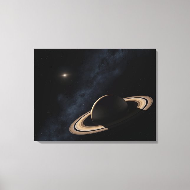Lienzo Planeta de Saturno en el sistema solar, cerca (Anverso)