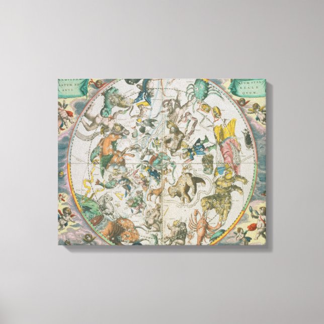 Lienzo Planisfera celeste que muestra los Rótulos del Zod (Anverso)