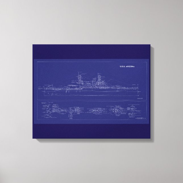 Lienzo Planos del acorazado USS Arizona (Anverso)