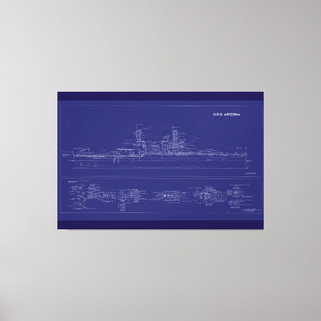 Lienzo Planos del acorazado USS Arizona (Anverso)