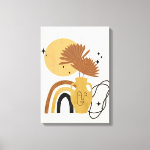 Lienzo Planta Beige Resumen Boho Canvas