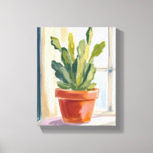 Lienzo Planta de cactus Acuarela botánica verde