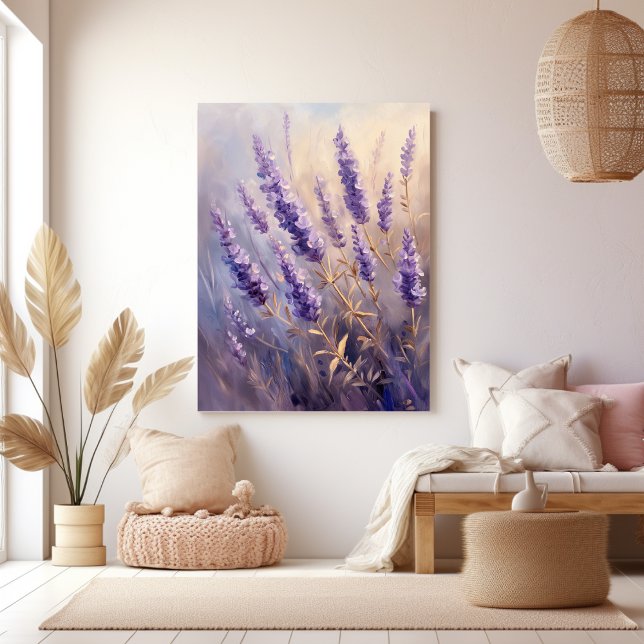 Lienzo Planta de lavanda y hojas doradas (Subido por el creador)