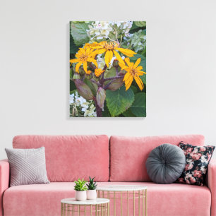 Lienzo Planta de Leopardo Amarilla Flores y Hortensia Flo