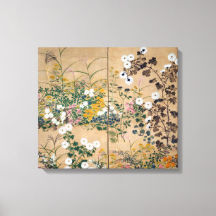 Lienzo Planta de Ogata Korin que florece en otoño