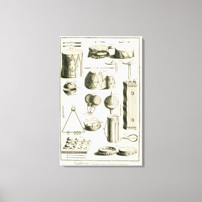 Lienzo Planta II: Instrumento de percusión antiguo y mode (Anverso)