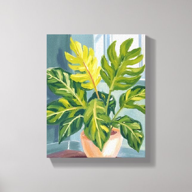 Lienzo Planta Monstera | Acuarela Botánica Verde (Anverso)