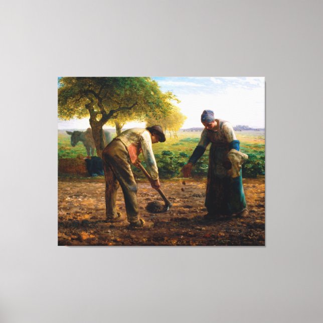 Lienzo Plantadores de papa de Jean-François Millet (1861) (Anverso)
