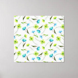 Lienzo Plantas acuarelas: Patrón floral sin foco.