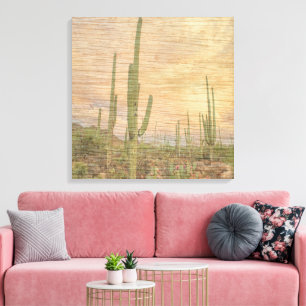 Lienzo Plantas de Cactus del Desierto sobre Imagen Fotogr