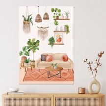 Plantas de interior en acuarela en Casa de estilo 
