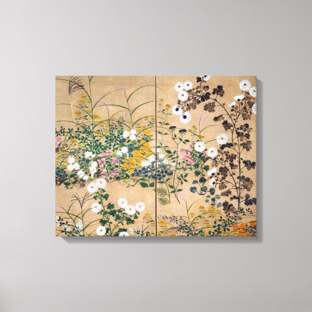 Lienzo Plantas de Ogata Korin en otoño (Anverso)