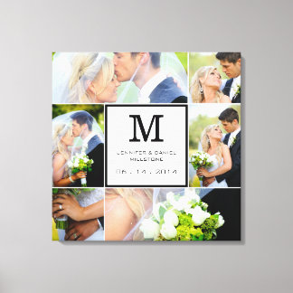 Lienzo Plantilla de Collage de fotos boda con monograma