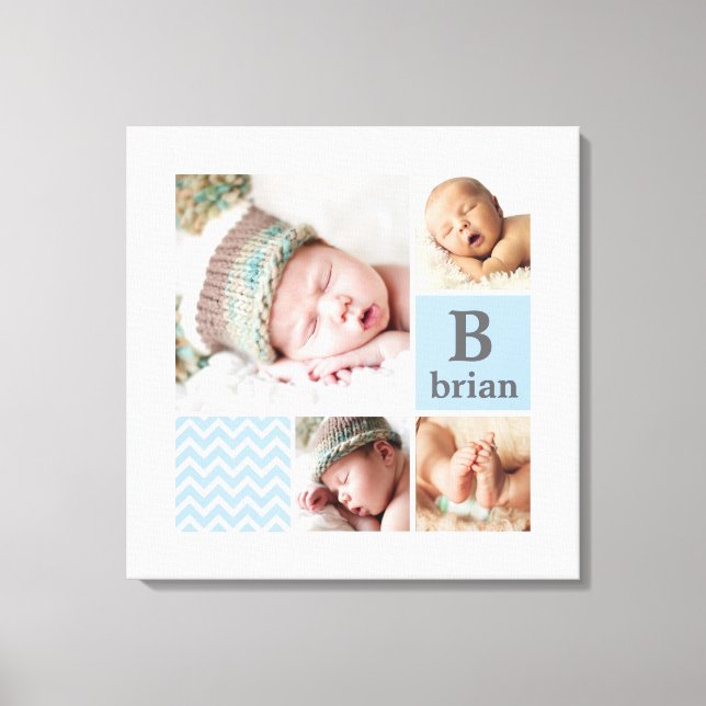 Lienzo Plantilla de fotografía personalizada Chevron Blue (Anverso)