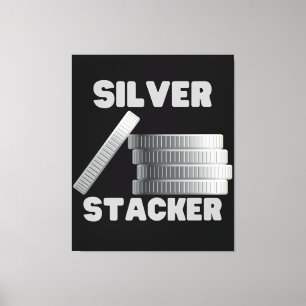 Lienzo Plata Stacker Silver Squeeze Coin Canvas Wall Art