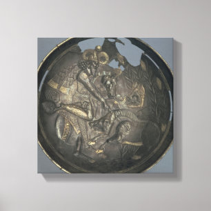 Lienzo Plato adornado con una escena de príncipe Varahra